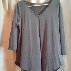 Grey Blouse with Zipper Detail  *BOGO*